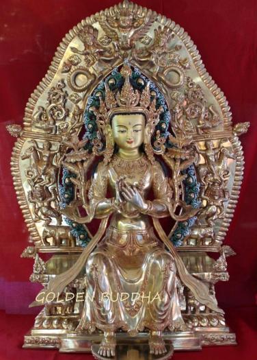 Fully Gold Gilded 23" Maitreya Buddha Statue - Gallery