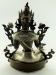 Beautiful Green Tara Statue, 16" Silver Plated Highlights, Fine Hand Carved Detailing - Back